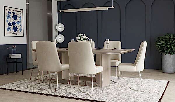 Bendis Silver Masa + 6 Adet Sandalye Takımı