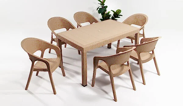 Garden Large Rattan Masa Takımı