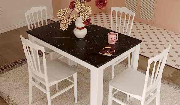 Mirage Masa + Napolyon 4 Adet Sandalye Takımı - Beyaz