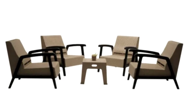 Vega 1+1+1+1+S Bahçe Balkon Oturma Grubu (Minderli) - Cappucino