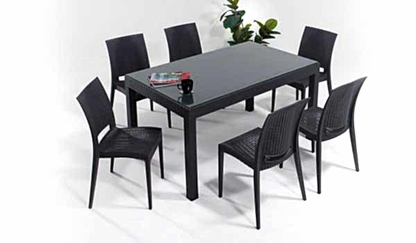 Rattan Large Camlı Masa Seti