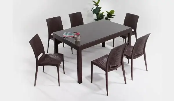 Rattan Large Camlı Masa Seti