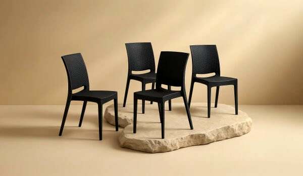 4 Adet Rattan Sandalye - Antrasit (Online'a Özel)