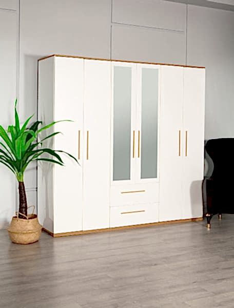 Eva 602 - 6 Kapaklı Aynalı Gardırop